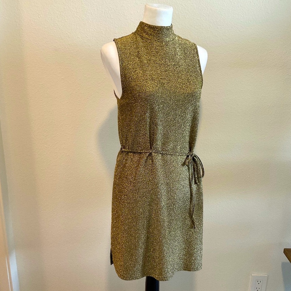 TOPSHOP  Dress Shimmering Gold Sleeveless  Size 6